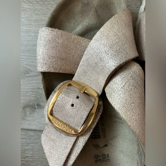 Birkenstock Siena Big Buckle Suede Leather Washed Metallic Rose Gold - Picture 5 of 7